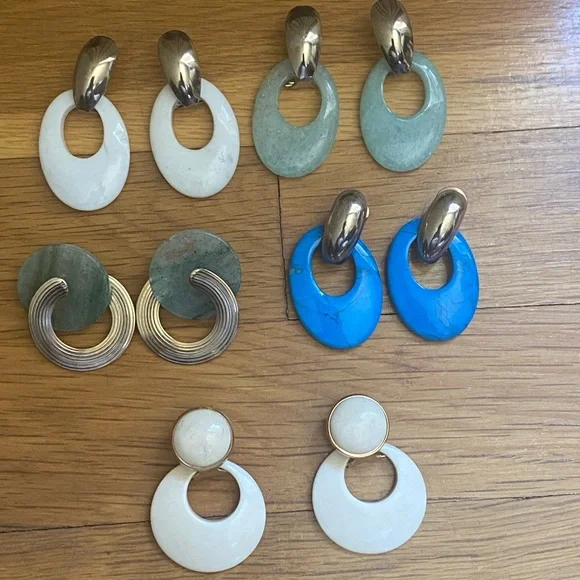 Lot of 5 Pairs of Earrings. Vintage 1970's. - Picture 2 of 15